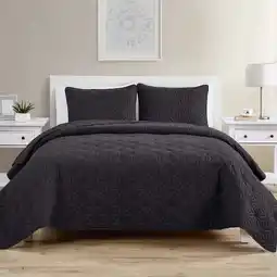 Walmart VCNY Home Kaleidoscope 3-Piece Grey Geometric Quilt Set, Full/Queen, Adult, Unisex offer