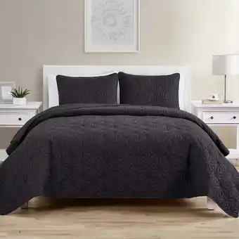 Walmart VCNY Home Kaleidoscope 3-Piece Grey Geometric Quilt Set, Full/Queen, Adult, Unisex offer