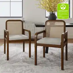 Walmart Rattan Dining Chairs Set of 2 Wooden Armchairs Removable Cushion Home Kitchen Restaurant Acorn offer