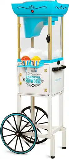 Walmart Nostalgia Retro Snow Cone Cart Slushie Machine & Shaved Ice Maker, White Blue offer