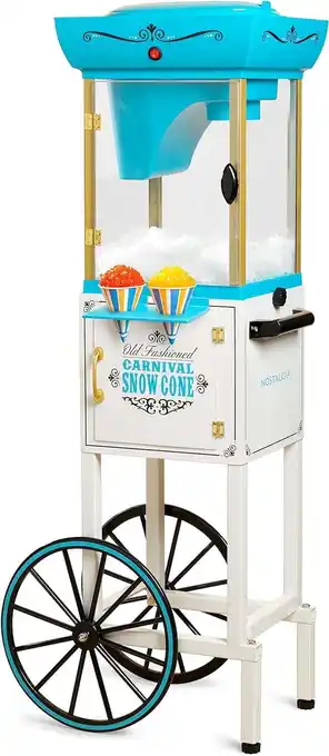 Walmart Nostalgia Retro Snow Cone Cart Slushie Machine & Shaved Ice Maker, White Blue offer