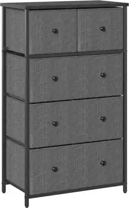 Walmart 5-Drawer Fabric Storage Unit Dresser with Wooden Front and Metal Frame, Gray offer
