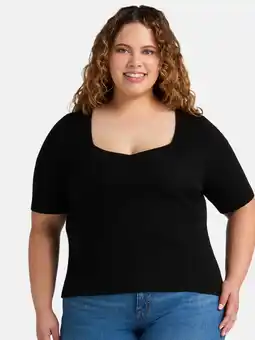 Walmart Terra & Sky Women's Plus Size Ribbed Sweetheart Sweater with Short Sleeves, Lightweight, Sizes 0X-5X offer