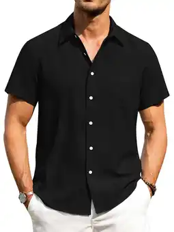 Walmart HAOMEILI Men's Casual Button Down Shirts Short Sleeve Linen Shirts Summer Beach Dress Shirt offer