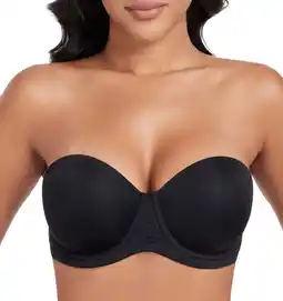 Walmart Exerin Women's Strapless Bras Full Coverage Underwire Multiway Convertible Plus Size Bra(44DD,Black) offer