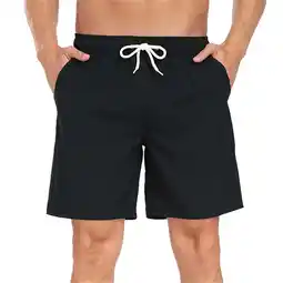 Walmart Mowujeit Men's Quick Dry Solid Swim Trunks with Mesh Liner - Summer Beach Shorts,Black, Size M offer