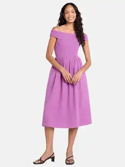 Walmart Time and Tru Women's Cotton Off the Shoulder Midi Dress, Sizes XS-XXXL offer