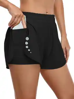 Walmart Sociala Women's 2 in 1 Running Shorts with Pockets Workout Athletic Shorts with Liner offer