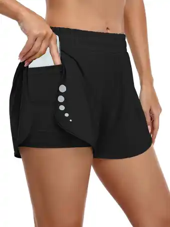 Walmart Sociala Women's 2 in 1 Running Shorts with Pockets Workout Athletic Shorts with Liner offer