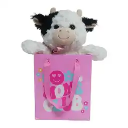 Walmart Mothers Day Black and White Cow Plush in Cool Moms Club Gift Bag, by Way To Celebrate offer