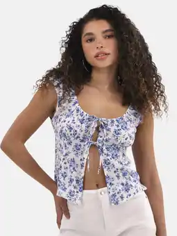 Walmart No Boundaries Tie Front Peasant Top, Women's offer
