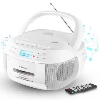 Walmart Boombox Cassette CD Player Combo with Bluetooth and Remote,AM/FM Radio,Tape Recording, Stereo Sound offer