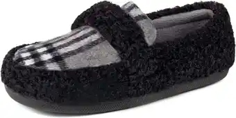 Walmart Zizor Women's Warm Fuzzy Plaid Slippers Cozy Slippers for Women offer