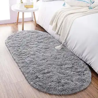 Walmart Homore Ultra Soft Modern Oval Rugs for Bedroom, 2.6' x 5.3' , Gray offer