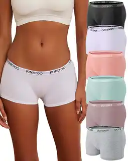 Walmart FINETOO Women's Cotton Boxer Briefs Full Coverage Ladies BoyShort Underwear 6 Pack offer