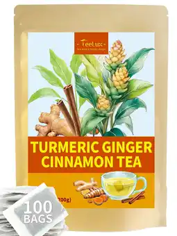 Walmart TeeLux Turmeric Ginger Cinnamon Tea, Spicy & Sweet Flavor, Caffeine Free, 100 Count offer