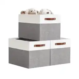 Walmart DECOMOMO Fabric Storage Baskets 13 x 15 x 13 Collapsible Storage Bins (Grey and White, Set of 3) offer