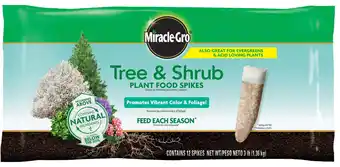 Walmart Miracle-Gro Tree and Shrub Plant Food Spikes, Also For Acid-Loving Plants, 12 Spikes offer