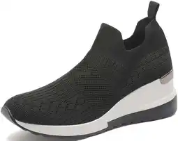 Walmart Yolanda Zula Black Wedge Sneakers for Women Slip on Knit Mesh Shoes Breathable Sock Shoes offer