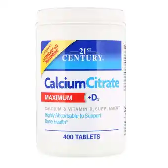 Walmart 21st Century Calcium Citrate Plus D3 Maximum Tablets, 400 Count offer