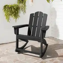 Walmart JUSTLET Outdoor Patio Chair, HDPE Plastic Rocking Adirondack Chair,Black offer