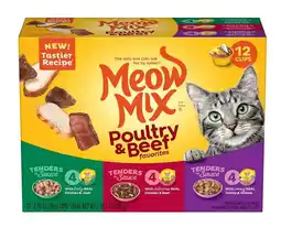 Walmart Meow Mix Tender Favorites Poultry & Beef Wet Cat Food Variety Pack, 2.75-Ounce Cups (Pack of 12) offer