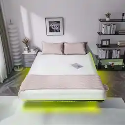 Walmart Zimtown Full 14 Floating Bed Frame with USB Charging and LED Lights, Metal Platform Bed, Black offer