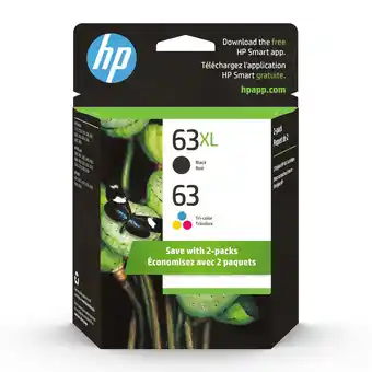 Walmart HP 63XL Black High-Yield and 63 Tri-Color Ink Cartridges 2-Pack offer