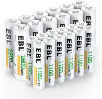 Walmart EBL 12-Pack AA 2800mAh & 12-Pack AAA 1100mAh 1.2V Rechargeable Nimh Batteries Cell offer