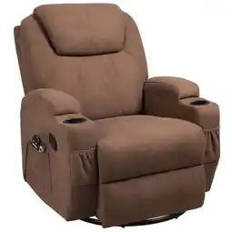 Walmart Lacoo Swivel Rocker Recliner with Massage , Brown Fabric offer