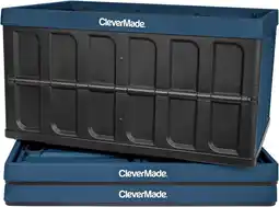 Walmart CleverMade 3 Pack Stackable Collapsible Storage Bin No Lids - 16 Gal Ocean offer