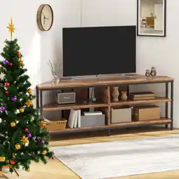 Walmart BREEZEHEAT Corner TV Stand with Metal Leg for TV up to 55 in, French Oak Grey offer