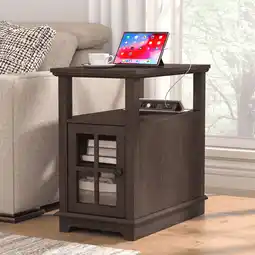 Walmart FAGAGA End Tables for Living Room,Wooden Nightstand for Bedroom with Charging Station,Espresso offer