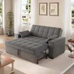 Walmart Aiho 3-in-1 Loveseat Sofa Bed with Armrest Storage, Compact Sleeper for Bedroom, Dark Gray offer