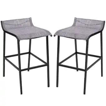 Walmart Vitarpatio 2Pcs Outdoor Bar Stools, Patio Bar Height Stool Textilene High Bar Chair w/ Footrest,Gray offer