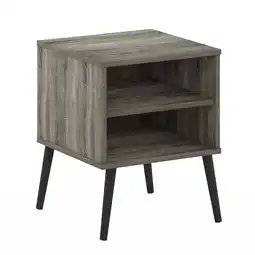 Walmart Furinno Claude Mid Century Style End Table with Wood Legs, French Oak Grey offer