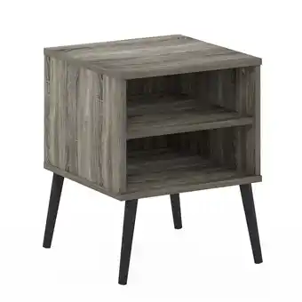 Walmart Furinno Claude Mid Century Style End Table with Wood Legs, French Oak Grey offer