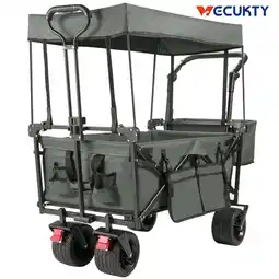 Walmart VECUKTY Collapsible Garden Wagon Cart with Removable Canopy Gray offer