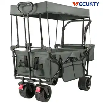 Walmart VECUKTY Collapsible Garden Wagon Cart with Removable Canopy Gray offer