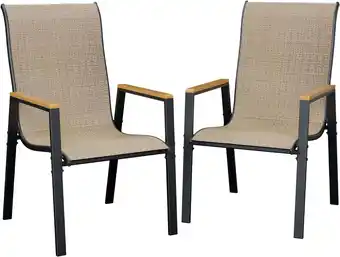 Walmart UDPATIO Patio Chairs Set of 2, Outdoor Dining Chairs with Textilene, Metal Frame for Garden,Khaki offer