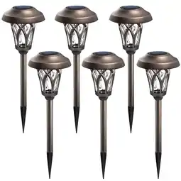 Walmart FKHouse Solar Pathway Lights 6 Pack, Metal Automatic Solar Yard Lights for Garden, Patio and Walkway offer