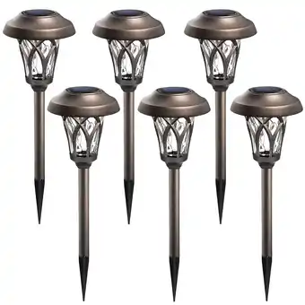 Walmart FKHouse Solar Pathway Lights 6 Pack, Metal Automatic Solar Yard Lights for Garden, Patio and Walkway offer