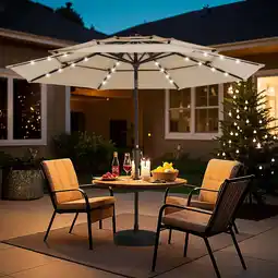 Walmart JUSTLET Upgraded 9ft Outdoor Solar Market Umbrella with LED Lights for Patio and Garden，Beige offer