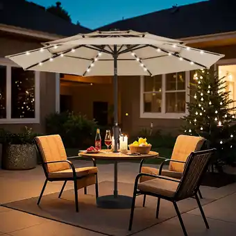 Walmart JUSTLET Upgraded 9ft Outdoor Solar Market Umbrella with LED Lights for Patio and Garden,Beige offer