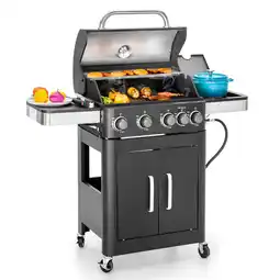 Walmart Summit Living 4 Burner Propane Gas Grill and Griddle Combo with Side Burner BBQ Grill - Black offer