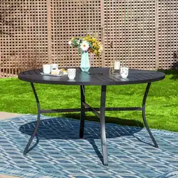 Walmart Sophia & William 54 Dia. Round Outdoor Dining Table Black Metal Frame with E-Coating offer