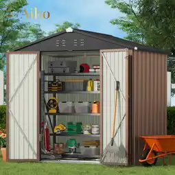 Walmart Aiho 8' x 6' Outdoor Storage Sheds with Lockable Double Doors for Garden & Backyard ,Gray offer