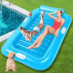 Walmart GVDV Inflatable Tanning Pool Lounger Float, 79 x 47 Large Size Suntan Tub for Adult, Blue offer