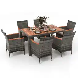 Walmart Patiojoy 7 Rattan Spacious Outdoor Conversation Sets with Table and Chairs, Gray offer