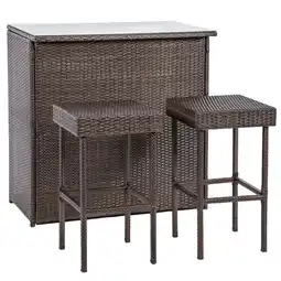 Walmart Outdoor Wicker Bar Chair Set 3 Piece,Brown offer